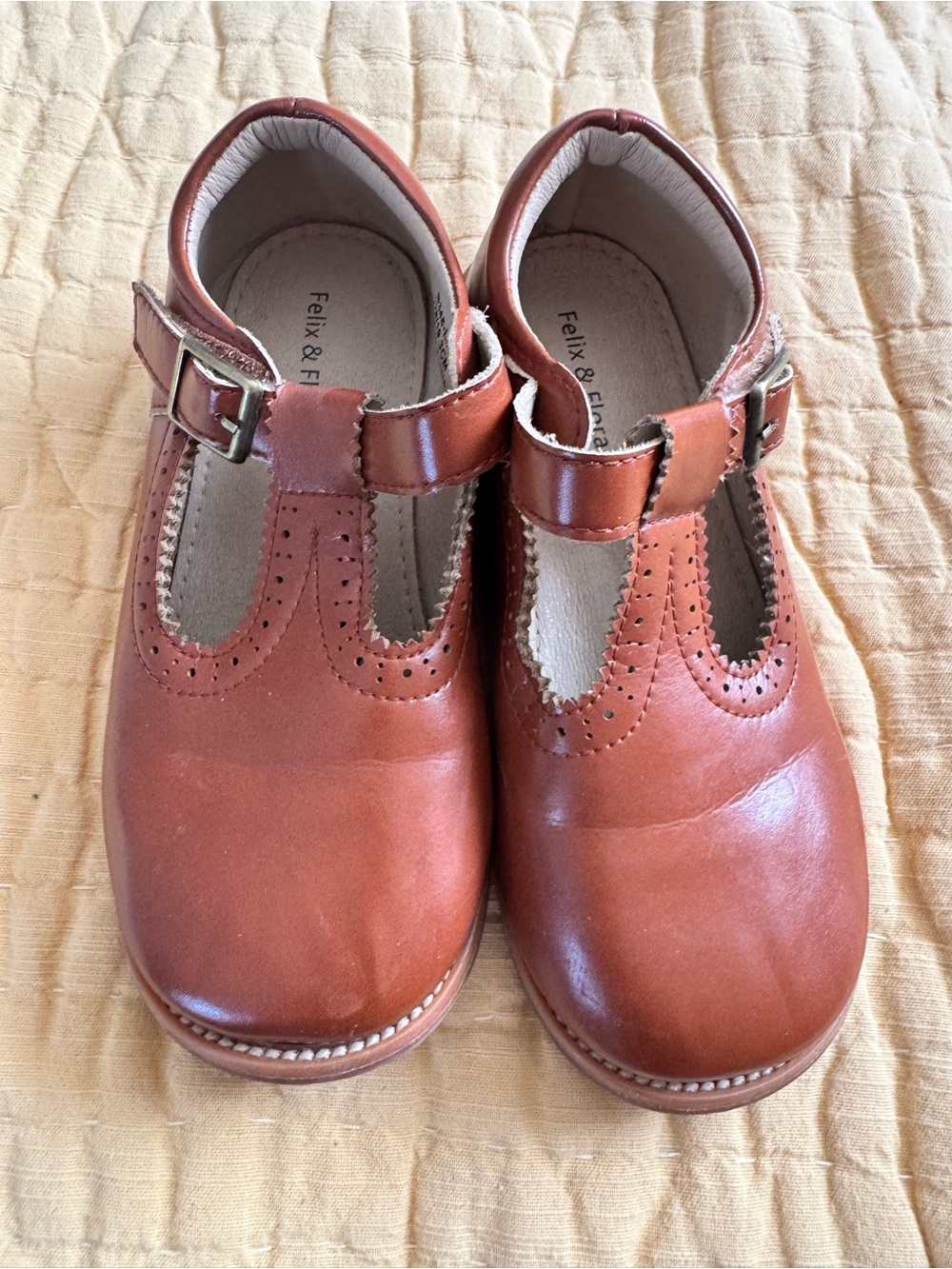 Felix & Flora Mary Jane Dress Shoes Brown Faux Leather size 12 Girls